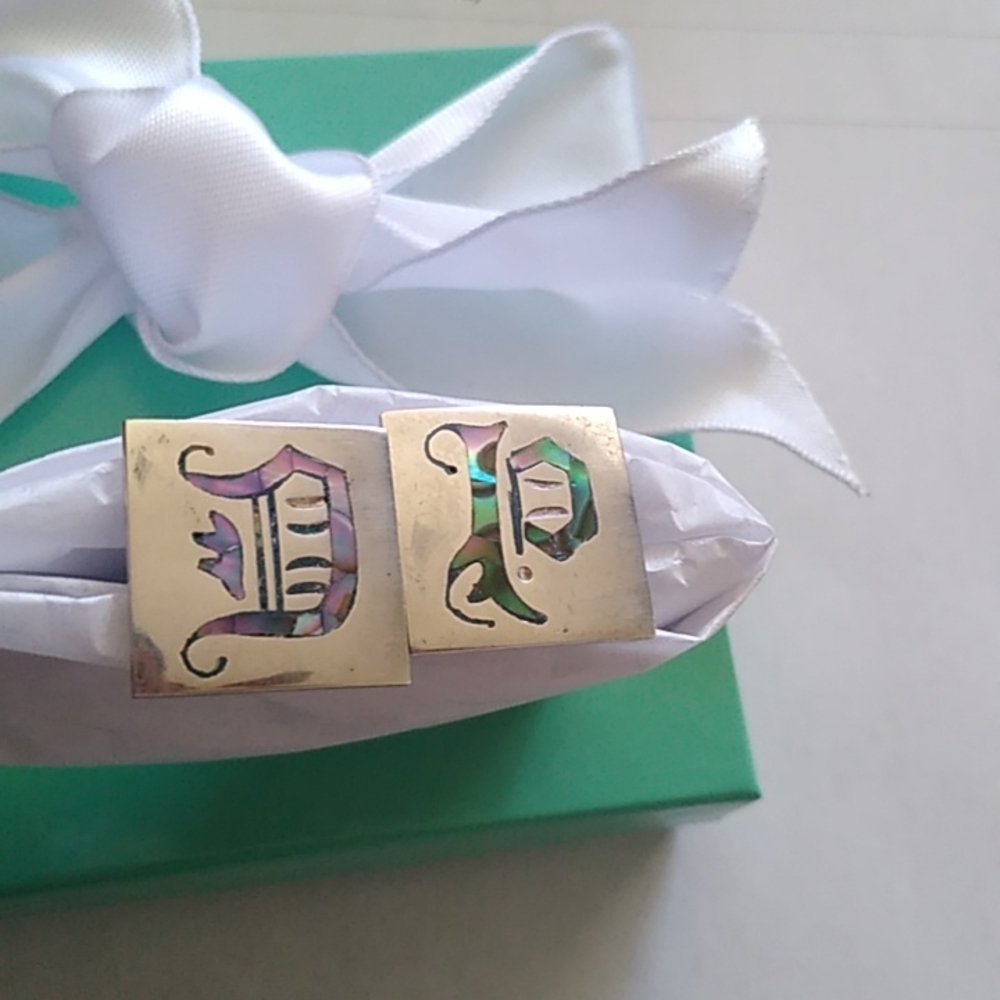 Vintage Alpaca Silver Initial D + P Cufflinks Mexico